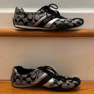 Coach Jayme Signature Black and Silver “C” Monogram Jacquard Sneakers